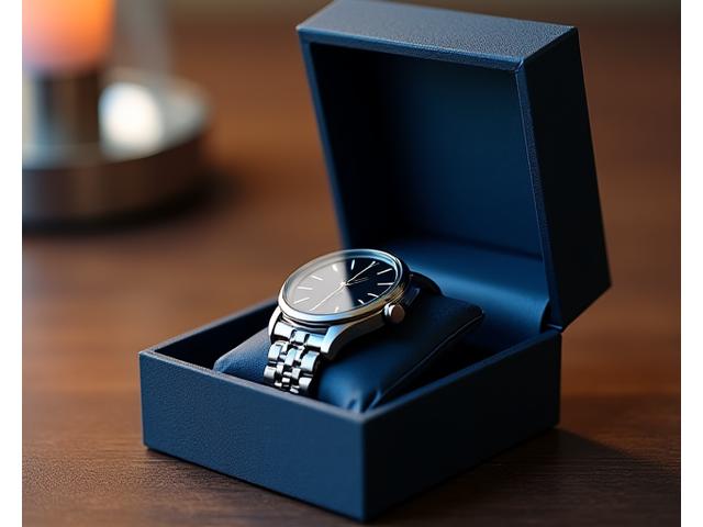 Elegant men's watch in a luxurious gift box with a bow